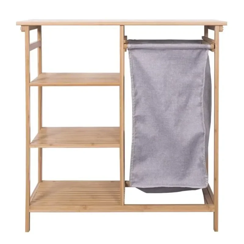 

Freestanding Multifunctional Storage Bamboo Rack with Dirty Clothes Storage Basket Bathroom Storage Rack Laundry Hamper