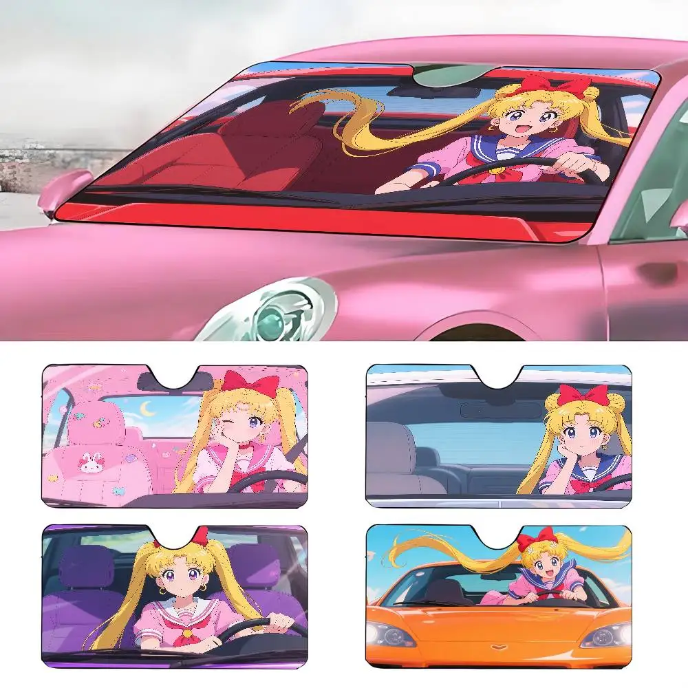Cartoon Funny S-sailor-Cute-M-moon Drive CarSunShade Windschutzscheibe Anti-UV-Schutz Front-Sonnenschutz für den Fahrzeuginnenraum