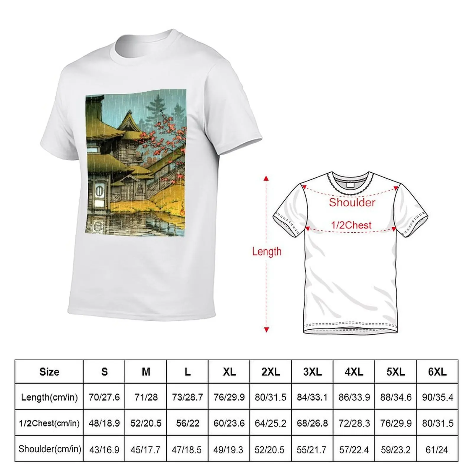 Classic japanese temple painting T-Shirt anime figures oversized graphic tee mens graphic t-shirts anime