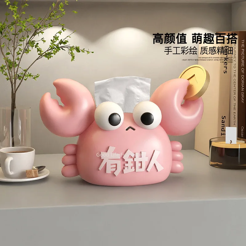 Cartoon Crab Tissue Box Decoration Table Home Cardboard Box Living Room End Table Ins Cream Style Napkin Box