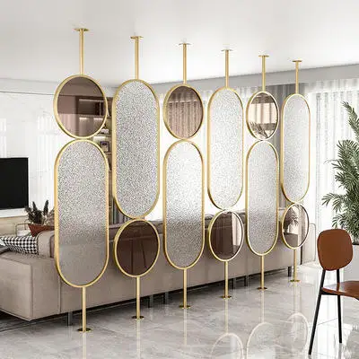 ej-Customized Modern Luxurious Living Room Partition Stainless Steel Screen with Laser Cut Interior Decoration&