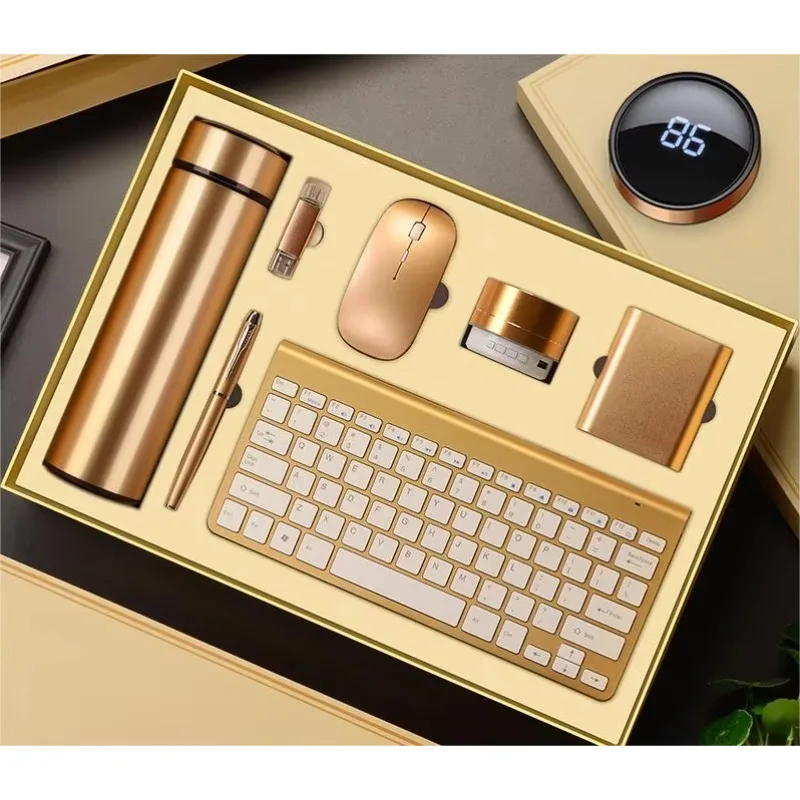 Hot Sale 6-in-1 Promotion Men's Customized Logo Enterprise VIP Office Accessories Gift Set Business Mouse Keyboard Office Set