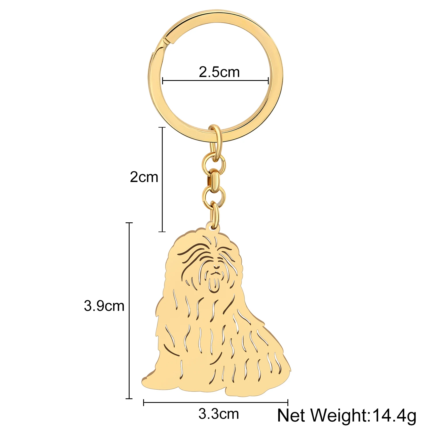 Bonsny Stainless Steel Gold-plated Cute Long Hair Maltese Dog Key Chains Puppy Pet Animals Keychain Key Ring For Women Girls