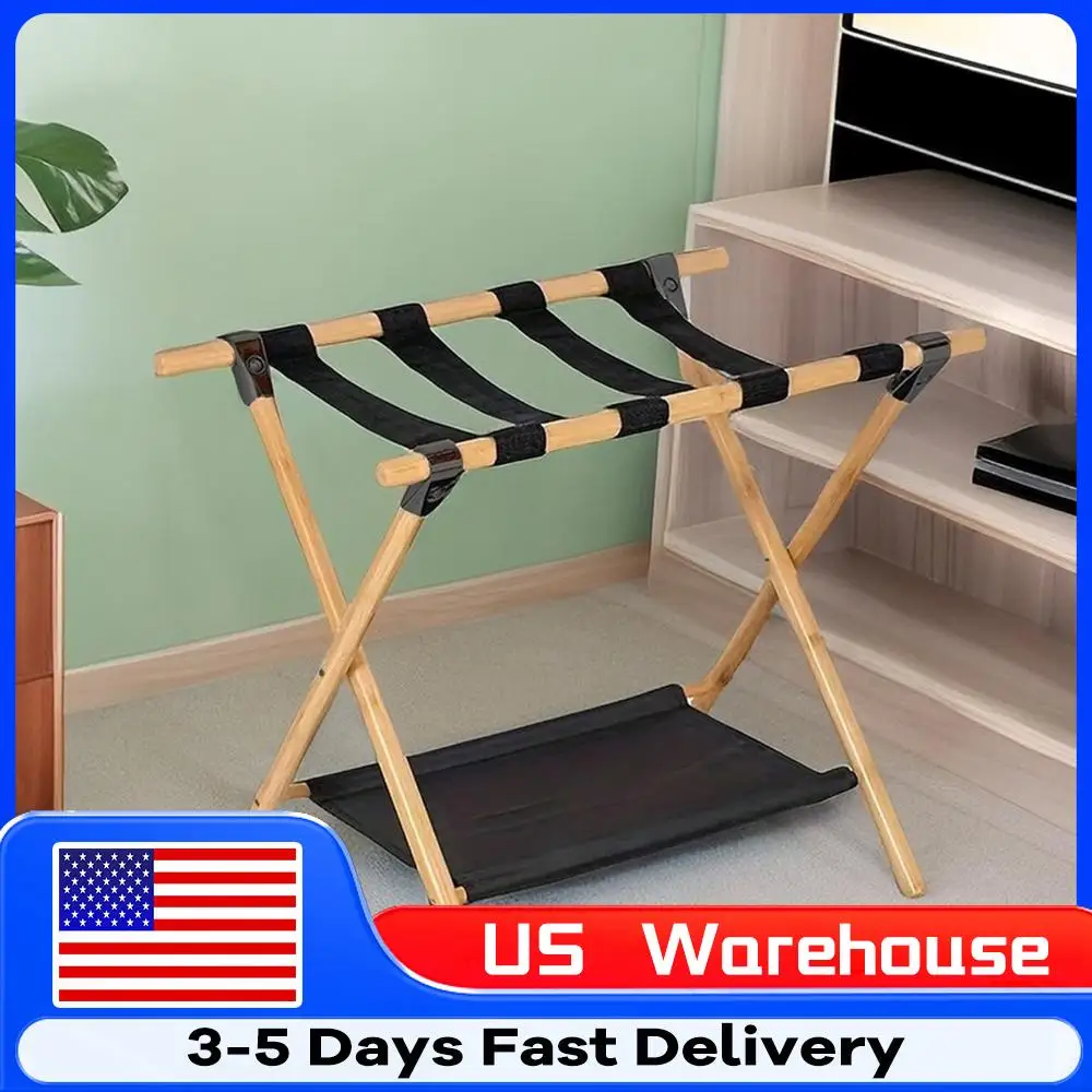 

Складная подставка для чемодана из бамбука с нейлоновым ремнем, прочный держатель для багажа для гостиной, спальни, отеля