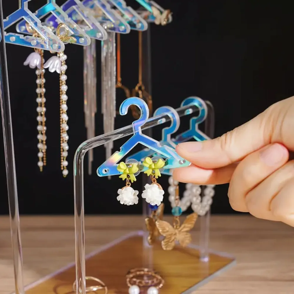 16pcs Hangers Shaped Jewelry Holder Stable Dangle Earrings Display Racks Clothes Hanger Ear Studs Stand