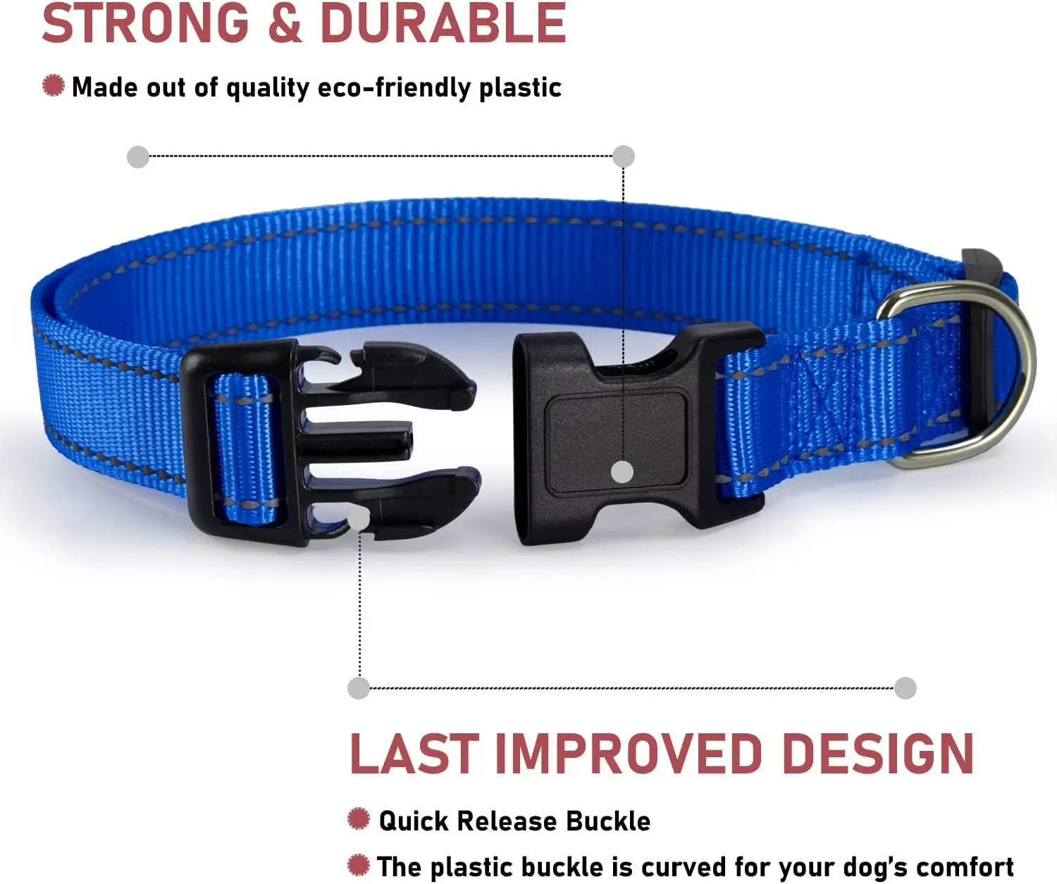 Reflektierendes Nylon-Hundehalsband mit Verstellbarem Schnellverschluss in Verschiedenen Farben für Tägliche Spaziergänge und Anti-Verlust-Schutz – Detail 4