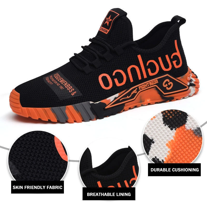 

Lynjacye Anti-stab Safety Shoes Men Steel Toe Sneakers Summer Labor Breathable Comfortable Safety Boots Industrial Male Shoes