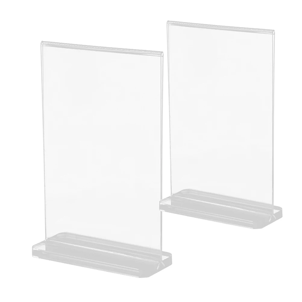 

2pcs Acrylic Sign Holder A6 Size Clear Display Stand For Menu Document Brochure Tabletop Desk Organizer Office Wedding Event Use