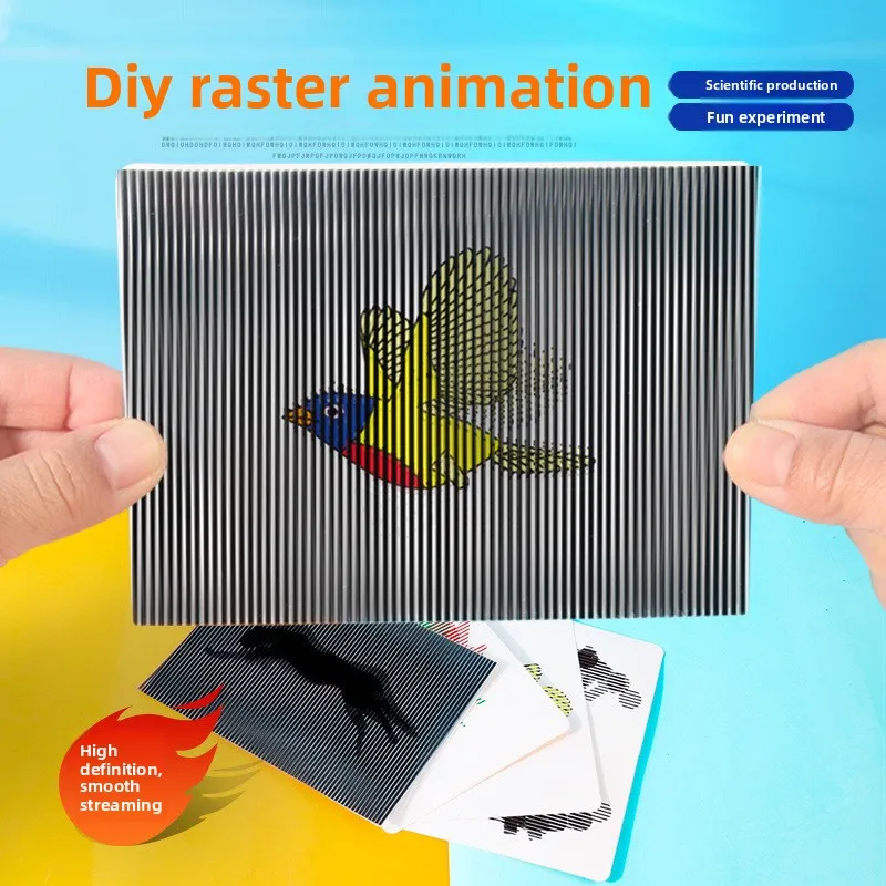 STEM Raster Animation Science Experiment Kit Kids DIY Handmade Craft Set Optical Vision Physics Educational Assembly Toy