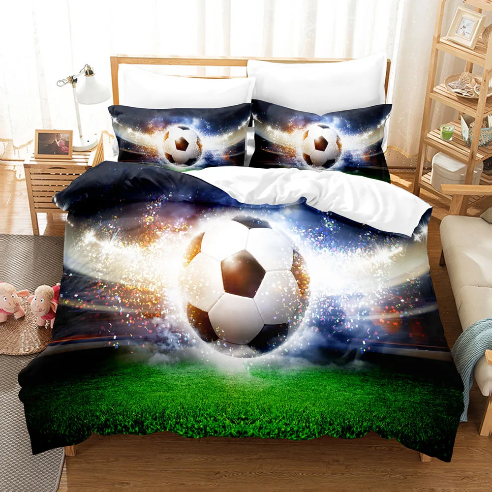 Kinder-Bettwäsche-Sets 2025, 3D-gedrucktes Basketball-Fußball-Bettbezug-Set, weich, bequem, ohne Kern, Heimtextilien-Dekor für Jungen, Geschenk – Detail 5