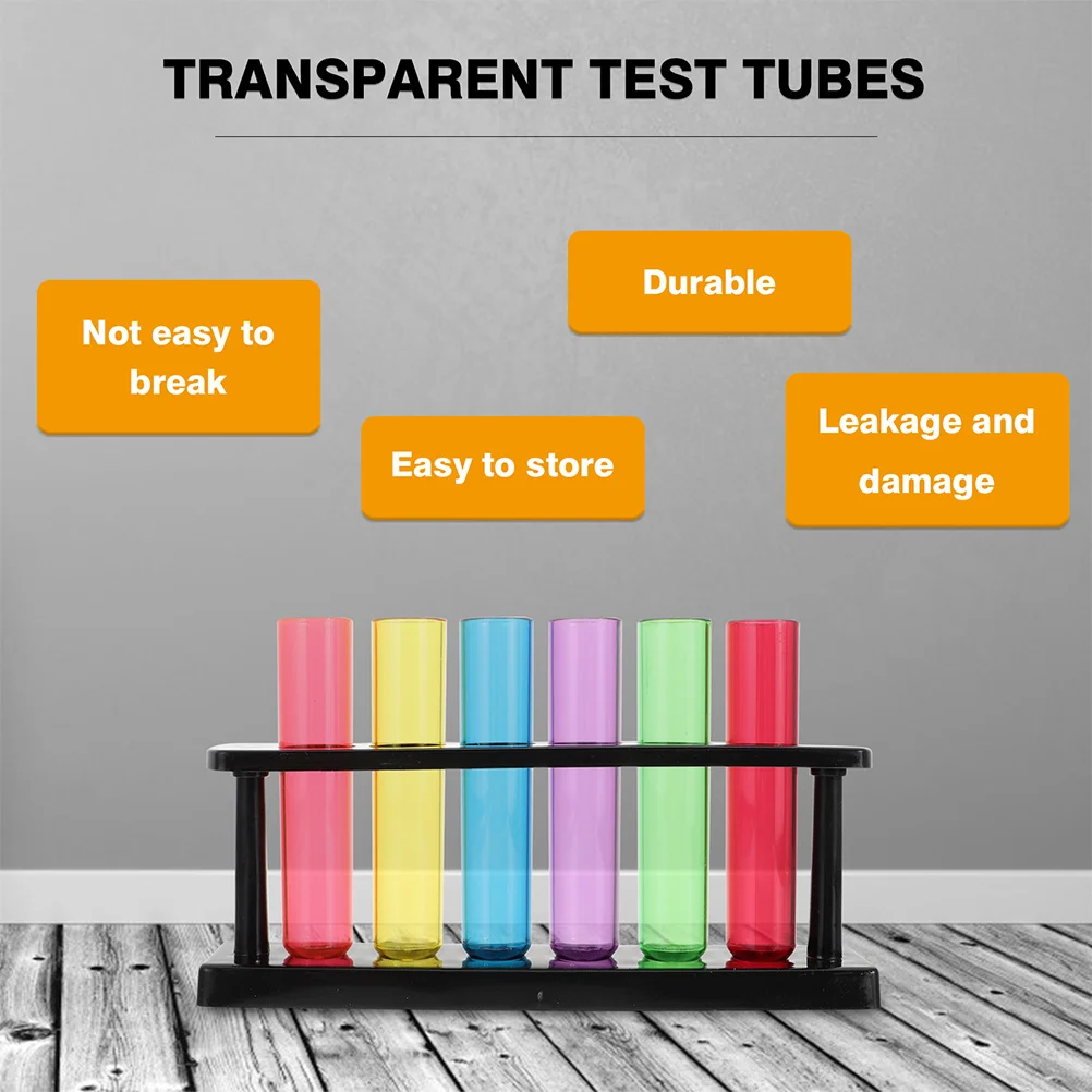 

2Sets Transparent Plastic Test Tubes Multipurpose Storage Liquid Containers Science Experiment Tube Kit for Kids