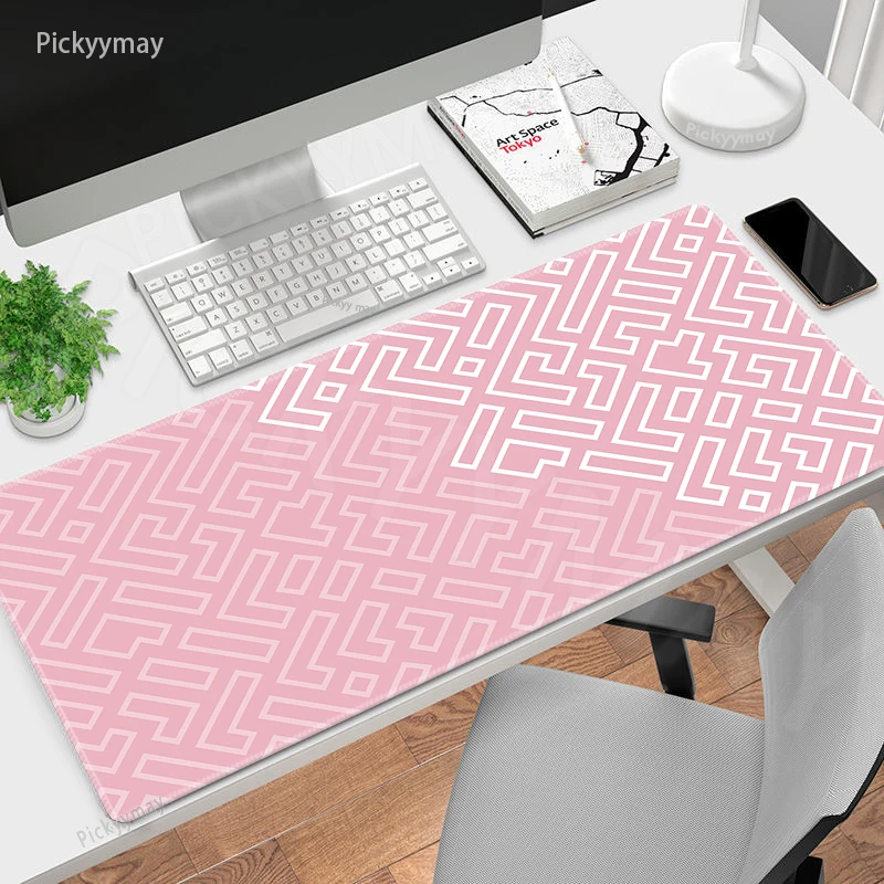 

Pink Mouse Pad Geometric Line Large Gamer Mousepad Keyboard Mat Gaming Mouse Mats 120x55cm Rubber Table Rugs Office Deskmat