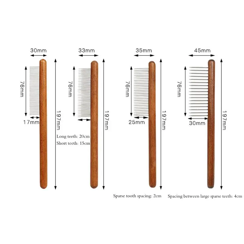 Pet Flea Comb Stainless Steel Pet Hair Remover Wooden Handle Cat Hair Comb Pet Grooming Dog Brush Cleaning Tool Pets Supplies