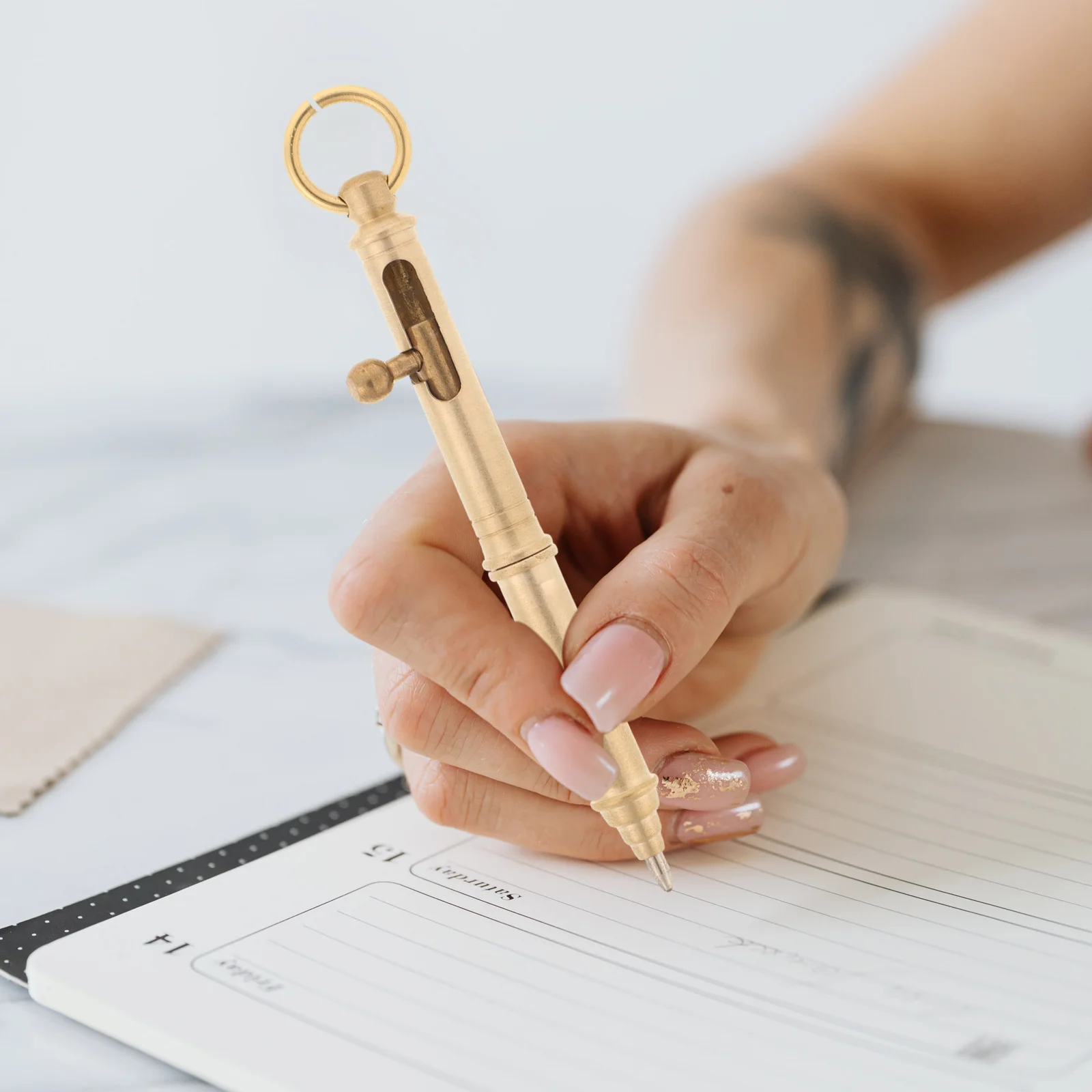 

Brass Gel Pen Handcrafted Vintage Metal Writing Drawing Instrument For Office School Stationery Students Practical