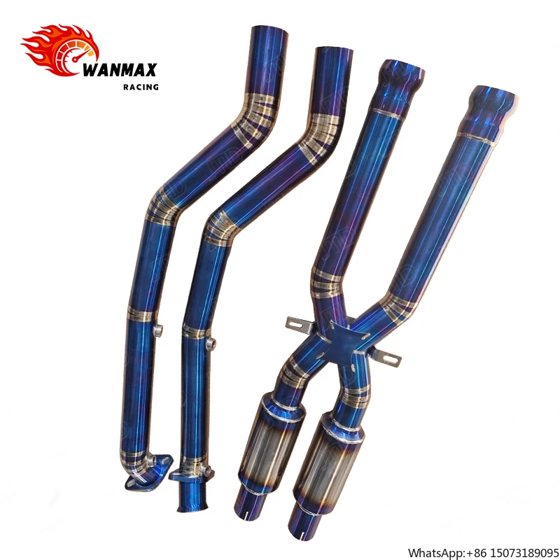 Performance Titanium Valvetronic Exhaust Front Middle X Pipe for  E90 E93 E92 M3 Exhaust view 4