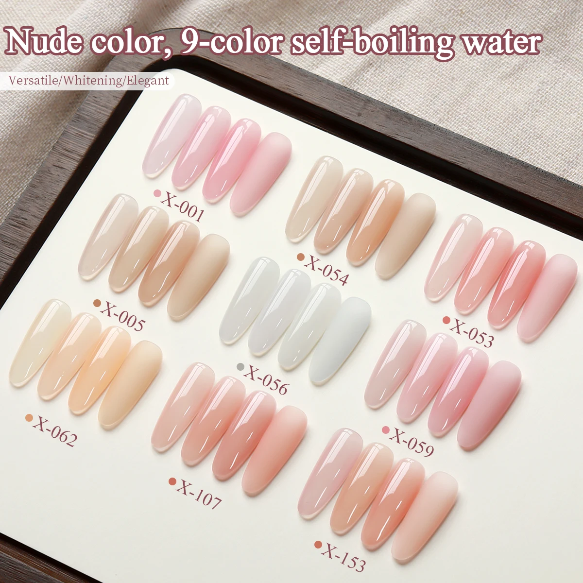 

XEIJAYI White Water 9pcs/set - Transparent Nude Nail Art Guidebook, Perfect for Natural Makeup and Commuting