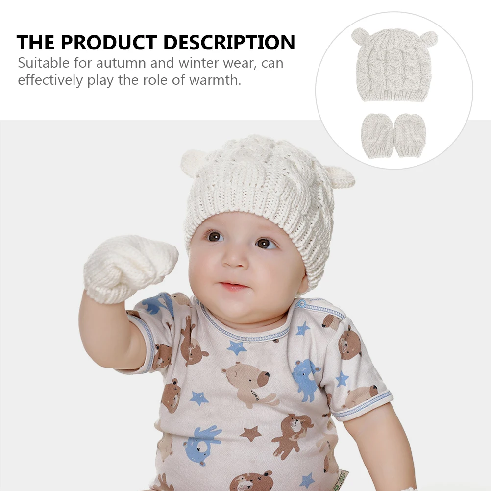 

Baby Knitted Warm Gloves Wool Cap Winter Knitting Wool Hat Kids Hats Girl Beanie Set Sub Care Infant Hat Set