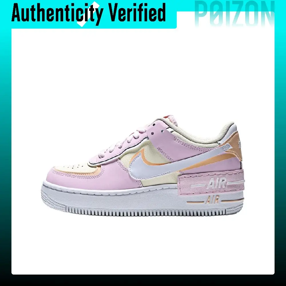 Nike Air Force1 Shadow Low top Skateboard Shoes Women's Pink Yellow White DZ1847-600