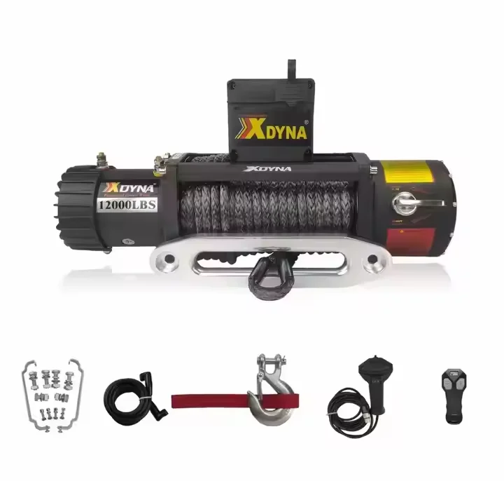 Universal or Professional Electric Winch Xdyna 12V 13500 Lbs Waterproof Load Capacity Off-road Synthetic Rope Electric Winch