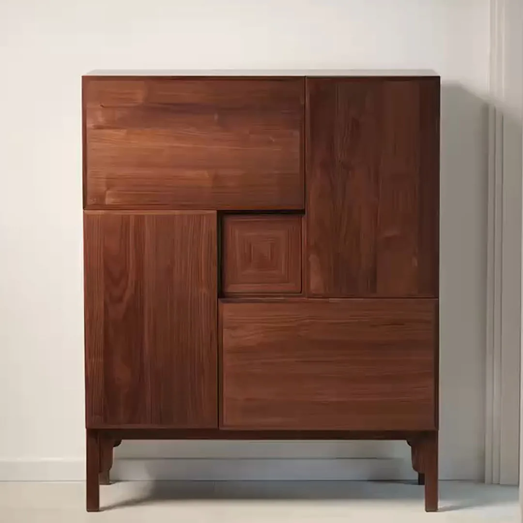 

Североамериканский обеденный боковой шкаф из черного ореха, современный простой легкий роскошный шкаф на крыльце из цельного дерева для гостиной, большой вместительности