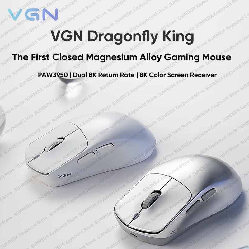 

VGN Dragonfly King из магниевого сплава, легкая конкурентоспособная игровая двойная беспроводная мышь 8K, датчик PAW3950 для FPS Gamer, индивидуальный заказ