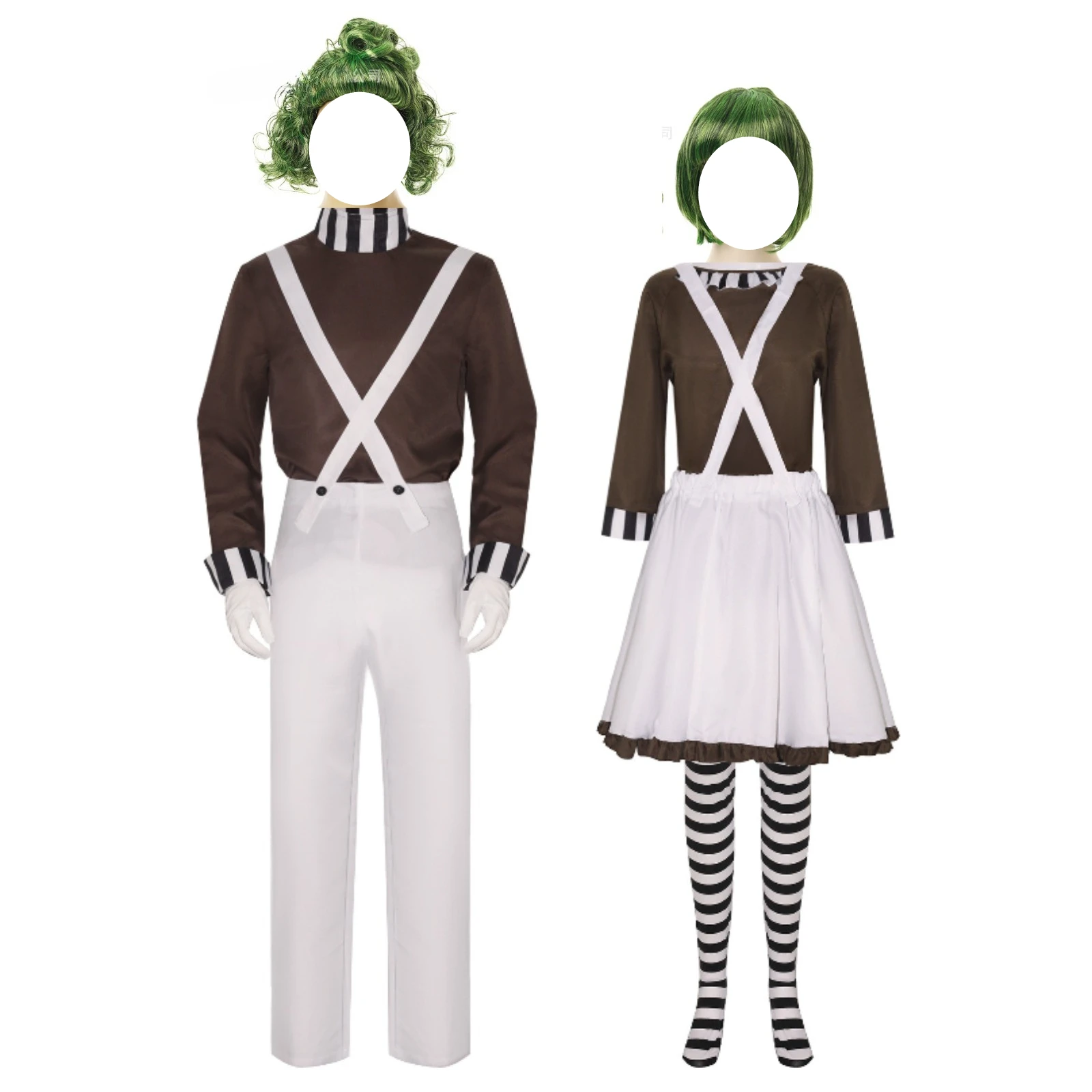 

Movie Loompa Oompa Cosplay Costume with wig Adults Chocolate Factory disguise Clothing Halloween Carnaval Party Suit