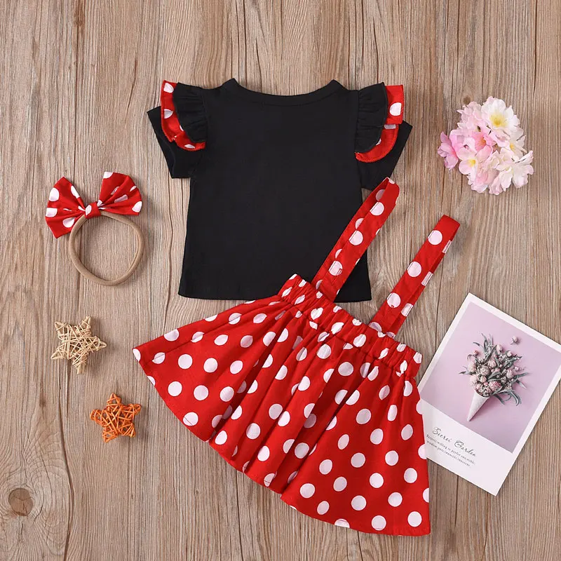 1-3Year Newborn Baby Clothes Set Girl Summer Dots Kawaii Tops Shorts Sets For Girl Baby Toddlers 3Pcs T-shirt+Dress+Hairband