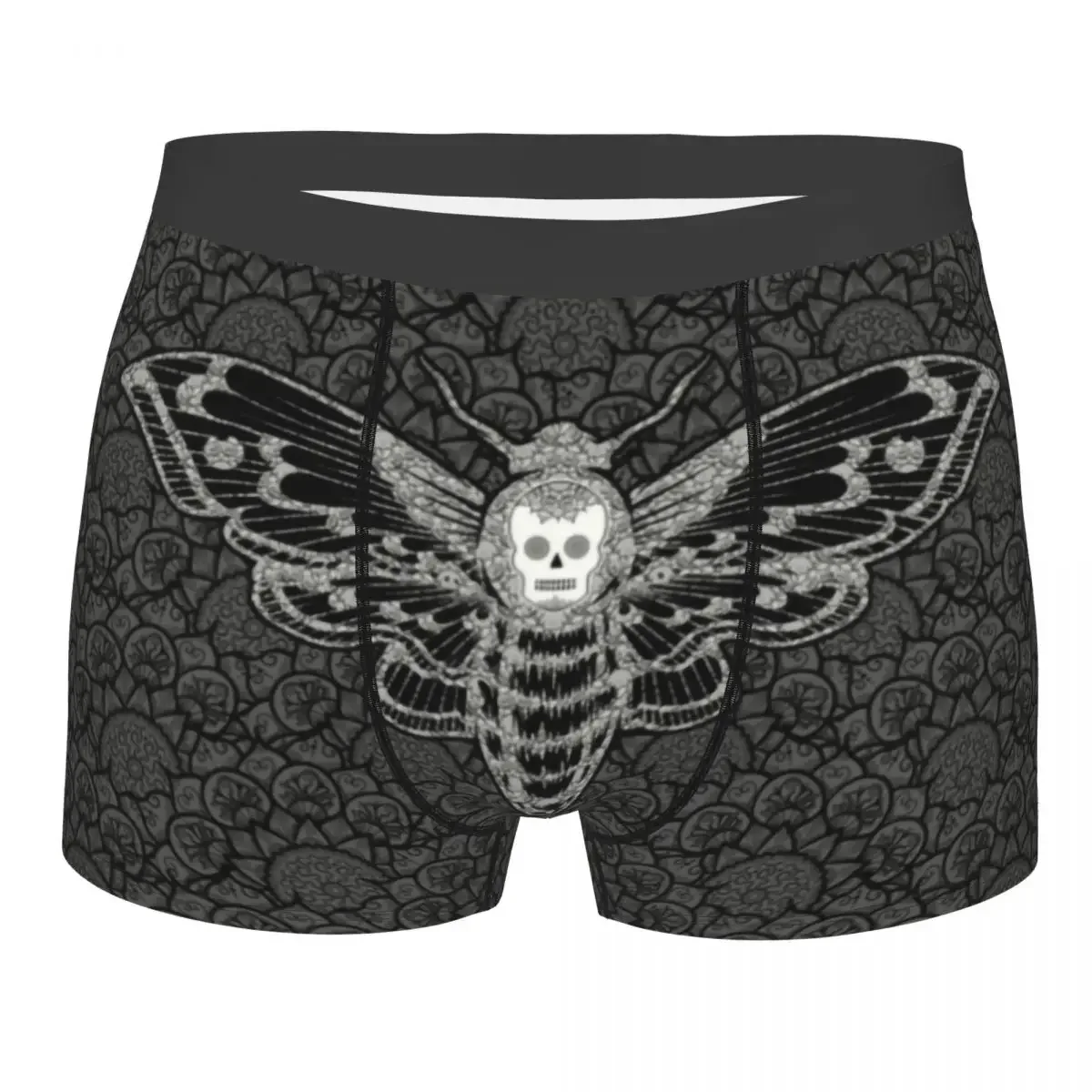 Gothic Death Moth Skull Underwear Men Sexy Printed Boxer Shorts Panties Briefs Breathbale Underpants