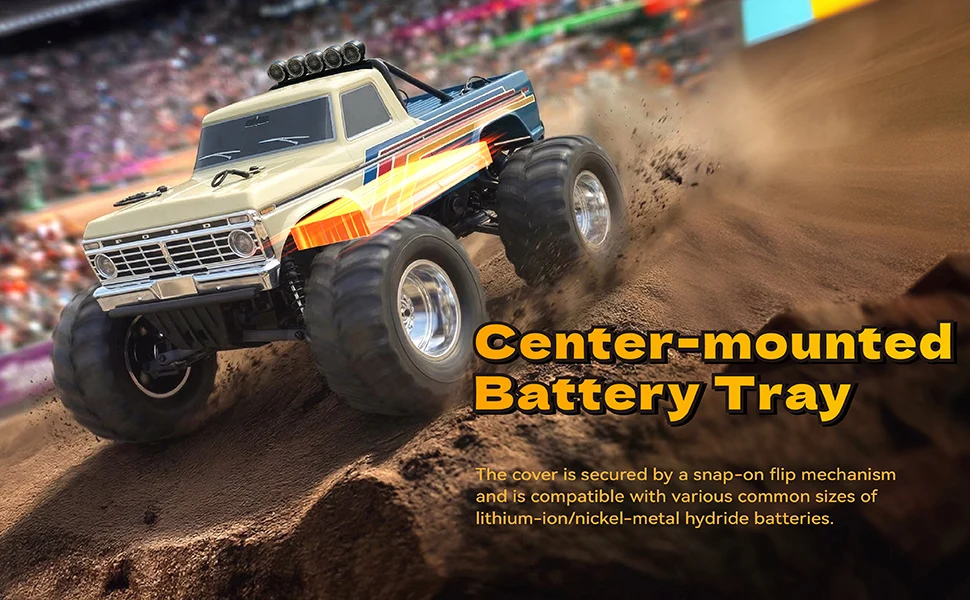 1/10 Scale Brushless RC Crawler Truck, 2WD Off-Road Vehicle with Wheelie Bar, High-Torque Motor, Hobby Grade Remote Control Car for Adults, Navy Blue