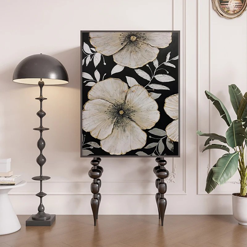 bedroom solid wood chest integrated installation-free high-footed cabinet room bedside living room decorative vertical cabinet