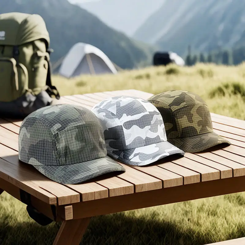 Sommerliche, leichte Baseballkappe mit Karomuster und Tarnmuster für Damen und Herren, ideal für Outdoor-Sportarten und als Sonnenschutz, Sport-Sonnenhut. – Detail 3