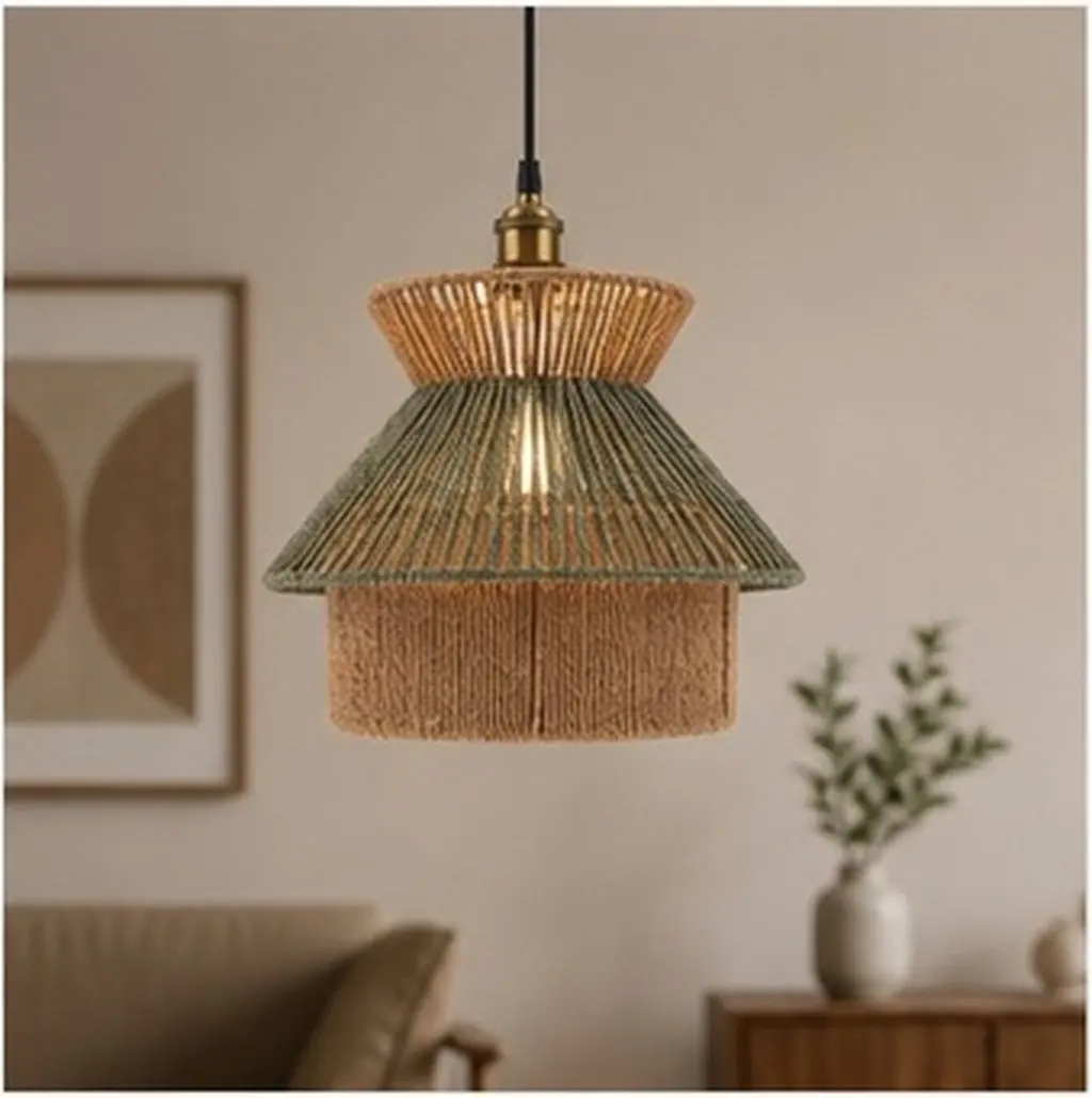 Shade Lamp Floor Replacement For Hallway Ceiling Decor Home Woven Lampshade Faux Rattan Hand Hanging