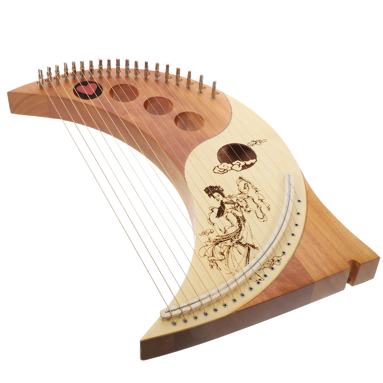 

Lyre Harp with Extra Strings Stringed Musical Instruments Vintage Portable Chinese Fir Beginner Handheld