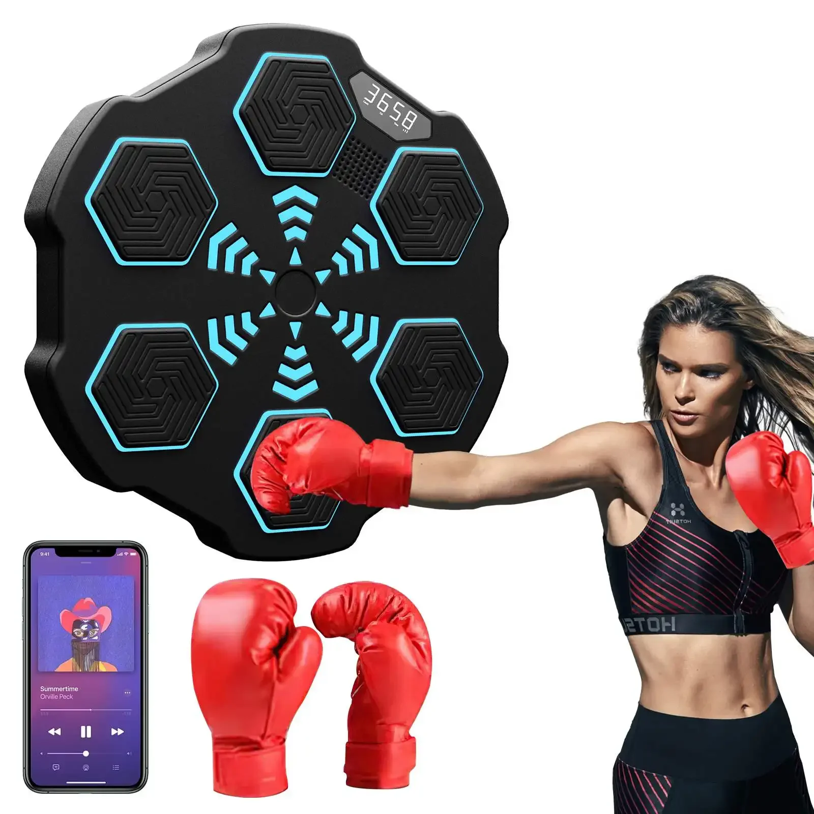 NEW Music Boxing Machine Wall Target LED Lighted Boxing Training Punching Equipment with Boxing Gloves for Amateur Home Workout