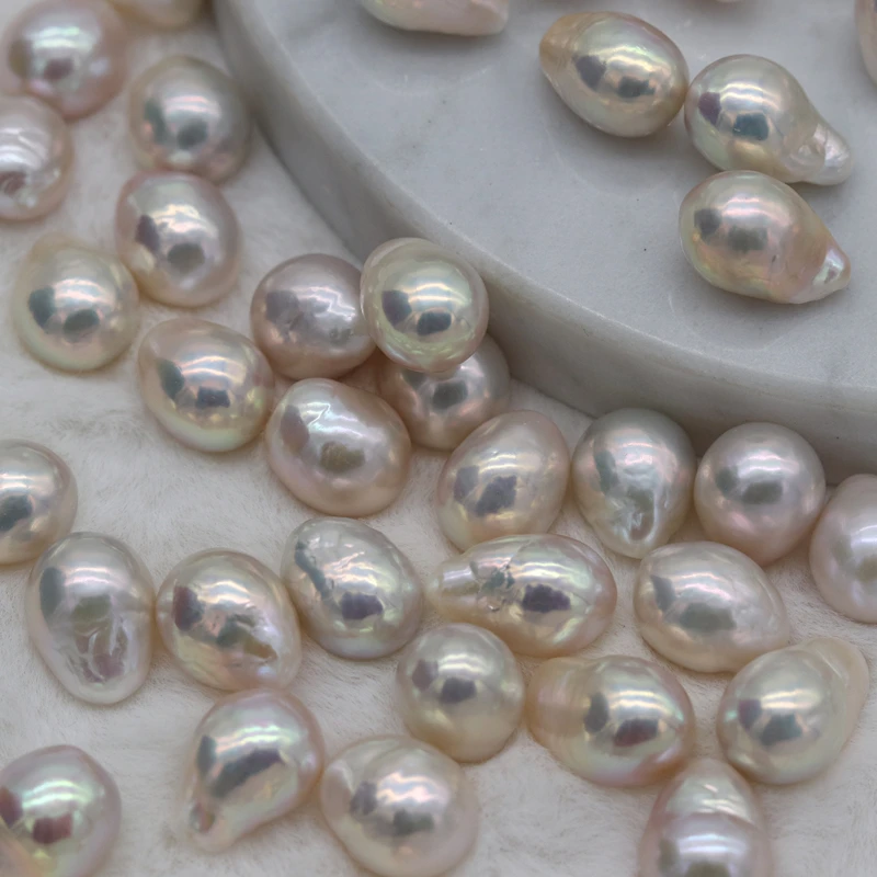 Popular 11-12mm white tail drop edison baroque freshwater pearls no hole loose beads wholesale