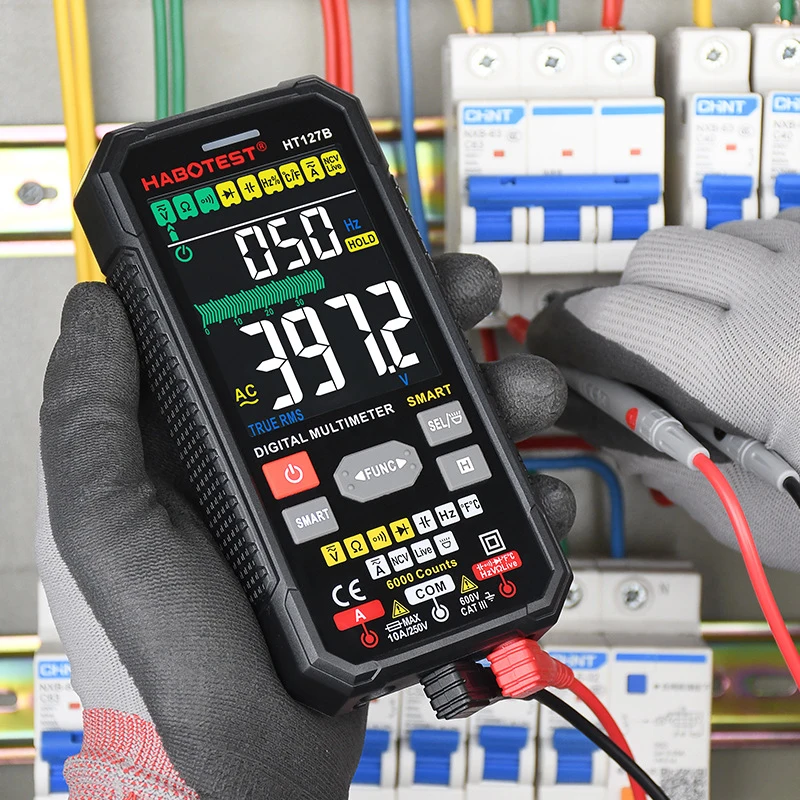 HT127B Digital Smart Multimeter 6000 Counts Ture RMS NCV Direct Current AC Voltage Current Duty Ratio Temperature Measurement