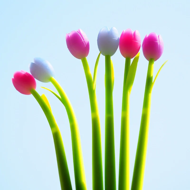 3 Gel schreiber 20 Nachfüllungen 0,38mm Gel schreiber kreative Pflanze Silikon Tulpe Pfirsich Signatur stifte