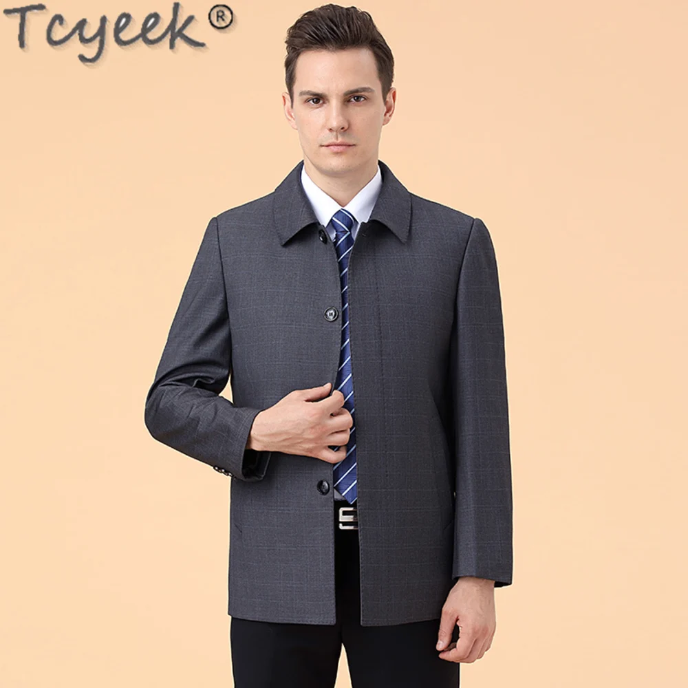 Fall Tcyeek Winter 48% Wool Jacket Men Fashion Casual Woolen Male Coat Loose Wool&blends Jackets Man Clothing Jaqueta Masculina