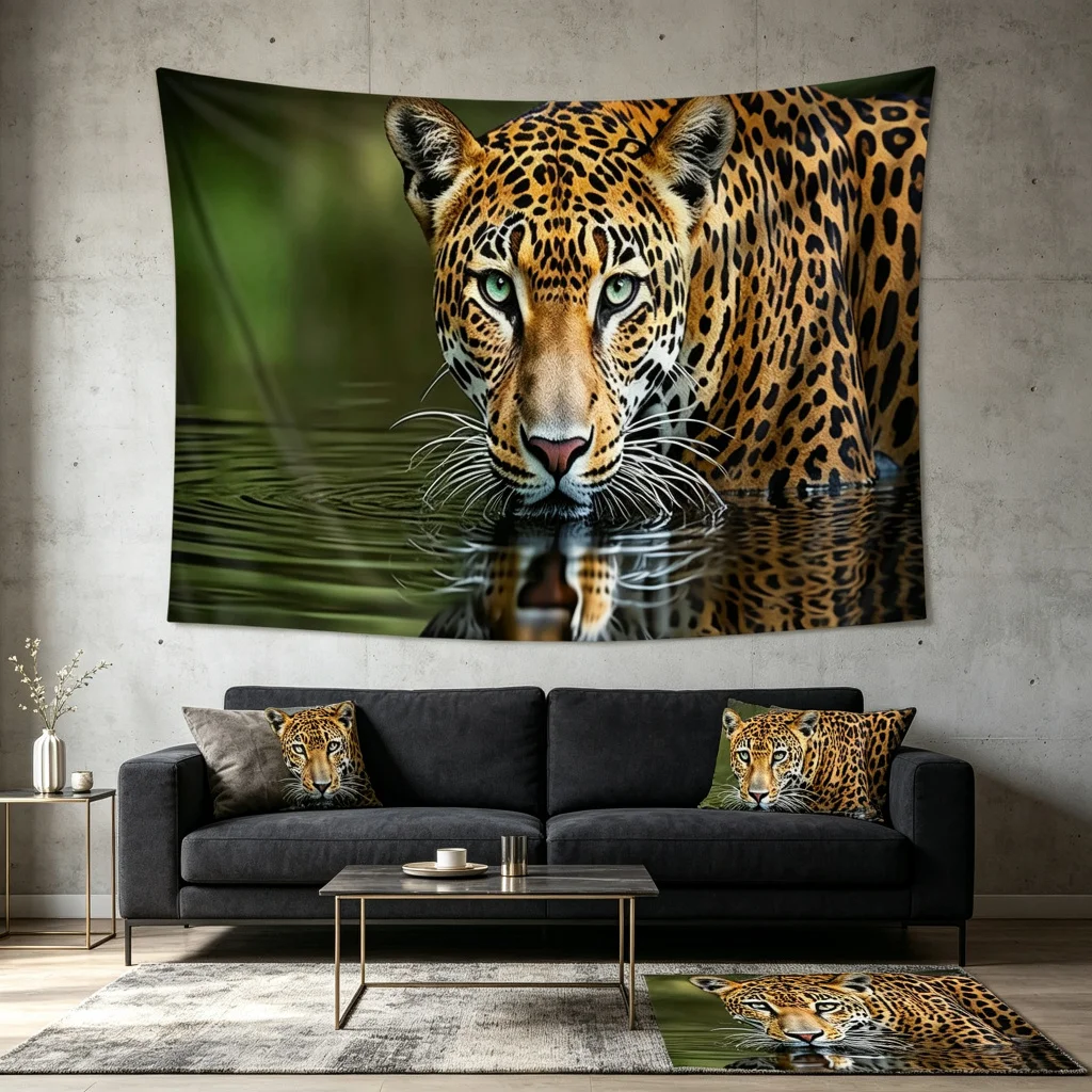 1PC Leopard Green Eye Water Close Up Print Backdrop Banner, Bedroom Living Room Photo Background, Polyester, Home Decor, Wall Ar