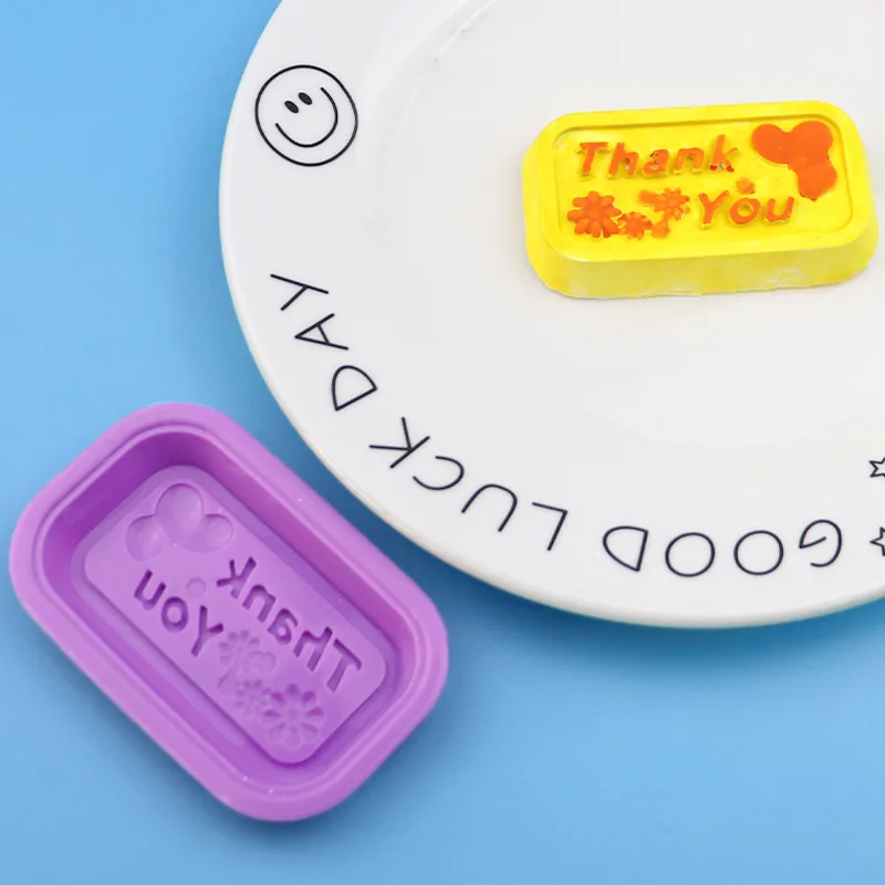 Single Thank You Silicone Small Square Soap Mould, Handmade, Easy Demoulding XG507