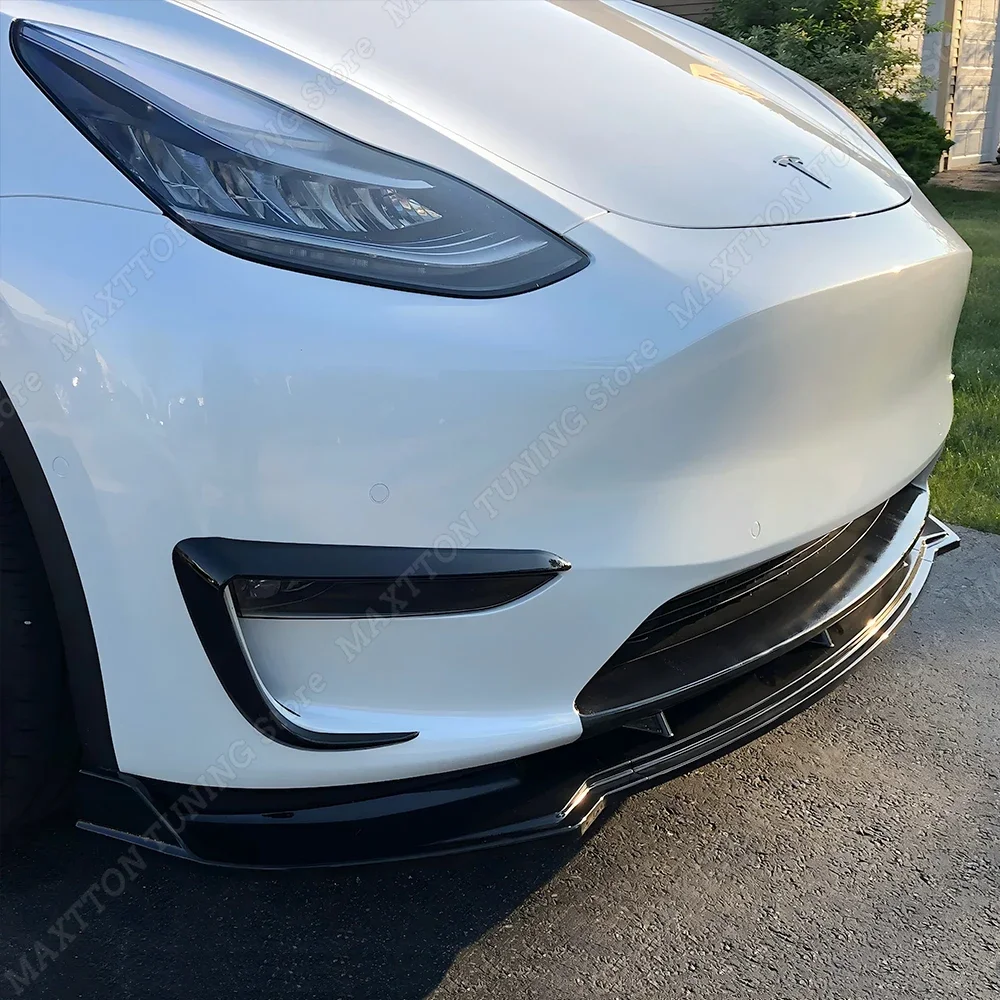 For Tesla Model 3/Y 2017-2023 Front Bumper Lip Splitter Deflector Body Kits 3PCS Diffuser Spoiler Protector Guard Accessories