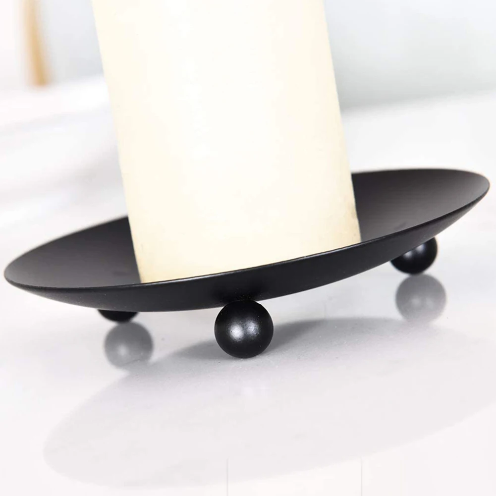Decorative Iron Plate Candle Holder Set of for 2 for Pillar Candles Metal Candle Stands to Enhance Home and Event Decoration