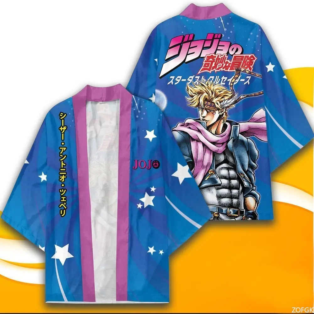 Anime JoJo's Bizarre Adventure Role-playing Kimono 3D Dicetak Yukata Cape Cardigan Pakaian Olahraga Kostum Halloween