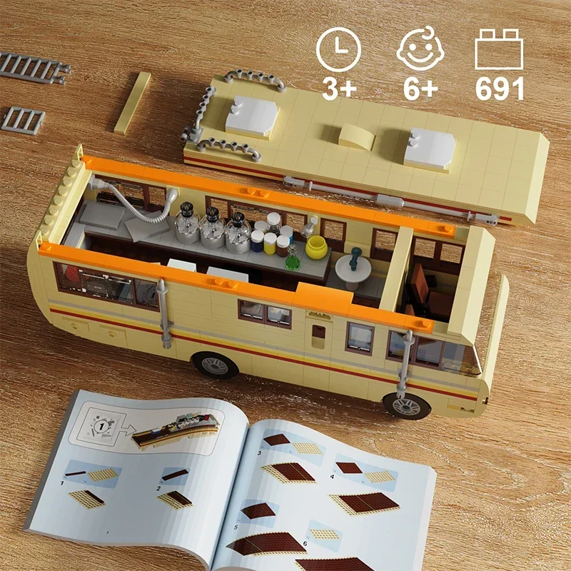 

MOC Breakings Bad Cooking Lab RV Car Building Blocks Set High-Tech RV Bus Truck Vehicle Movie Fans Children Chirstmas Gifts