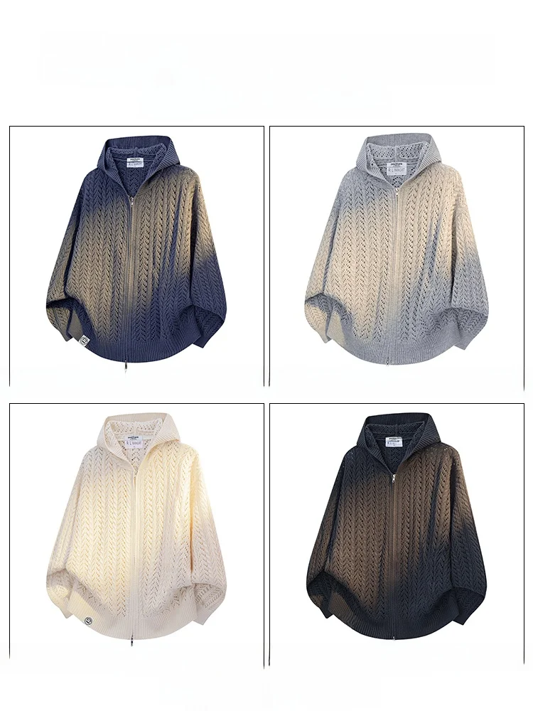 PaulFrank Monkey Hollow out Long Sve Knitted Sweater Men's Casual Loose Design Hoodie Autumn Outerwear Comfortable Soft Po...