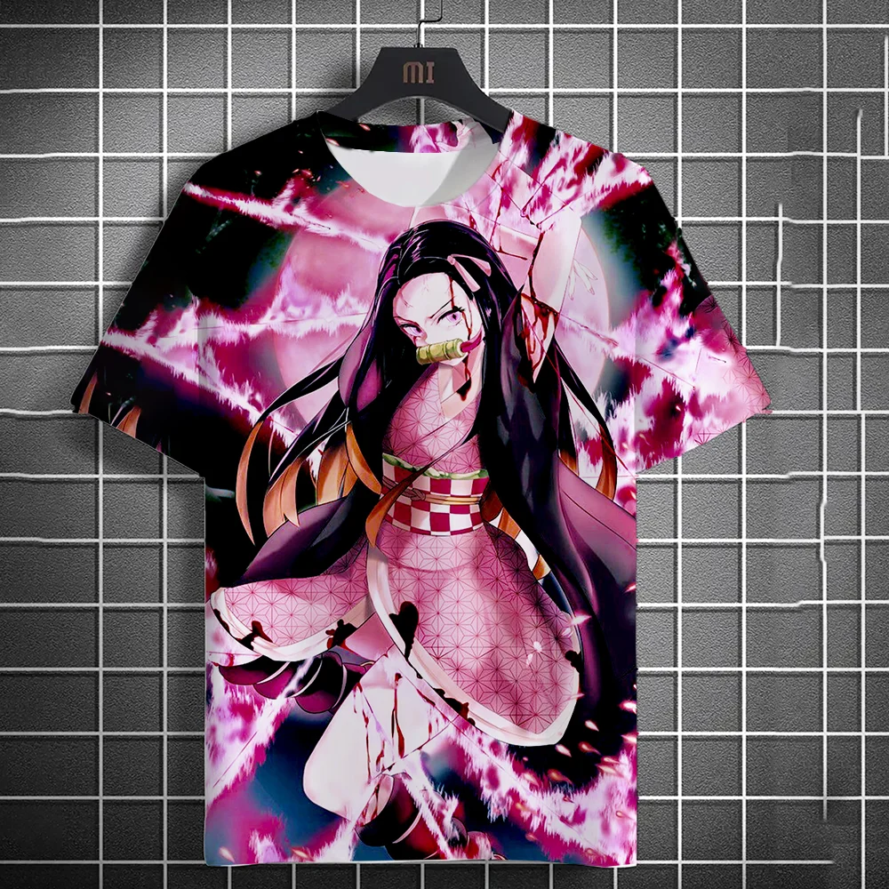 

New 3D Men Anime Printed Fashion Demon Slayer Short Sleeve T-shirt Home Clothes Anime Summer Short Sleeve High Quality T Shirt
