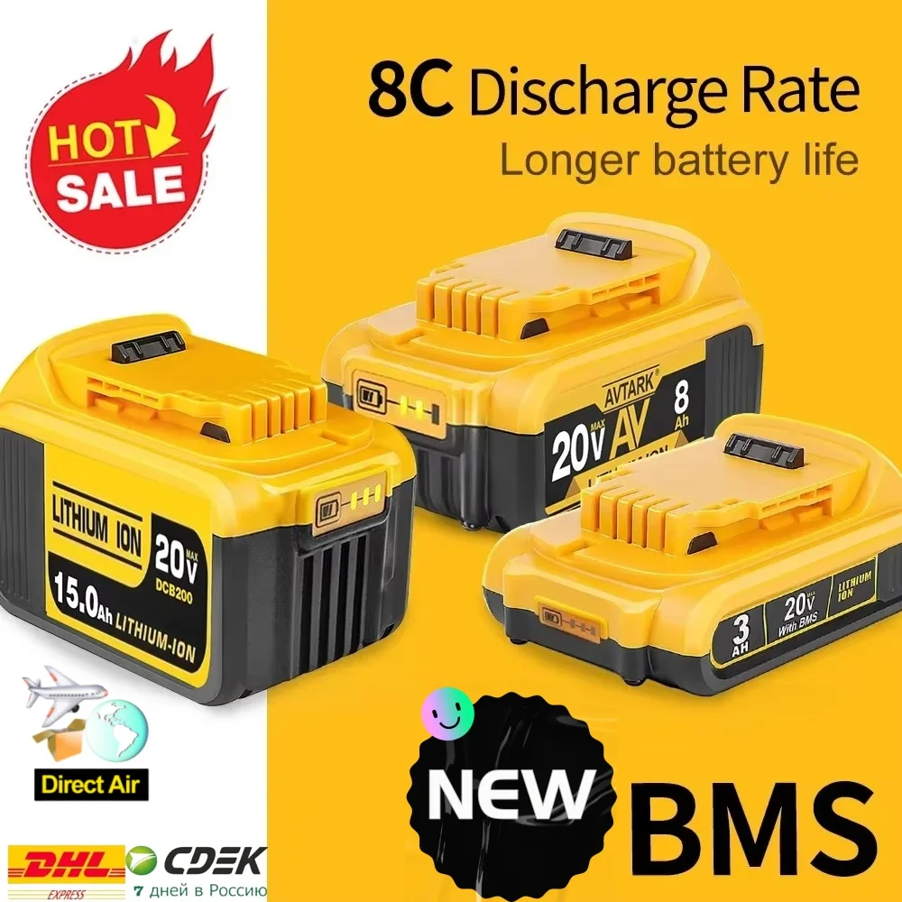 

NEW DCB200 battery for Dewalt 18V 20V power Tools rechargeable electric tool Accessories Lithium batteries Replace DCB200 DCB184