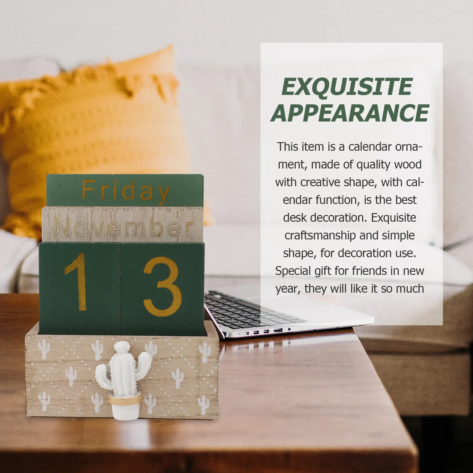 

Набор из 1 шт. Деревянный календарь в форме кактуса, стильный мини-планировщик времени для работы, учебы, детского обучения, офисных принадлежностей, настольный, деревянный