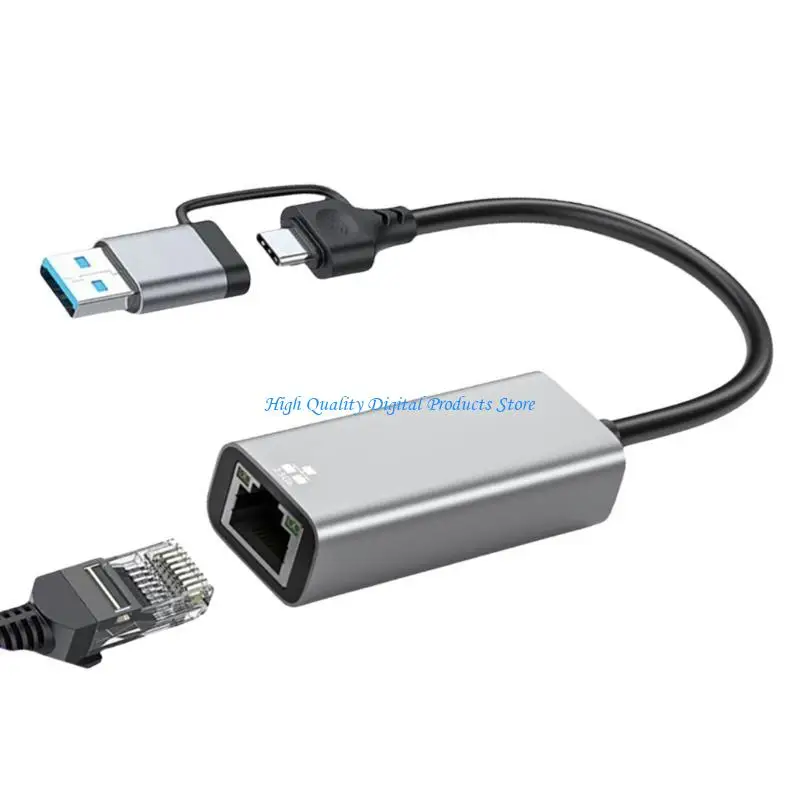

U2JE USB C And A Two Port to RJ45 Networkings Adapter 1/2.5Gbps Fast speed for Laptop