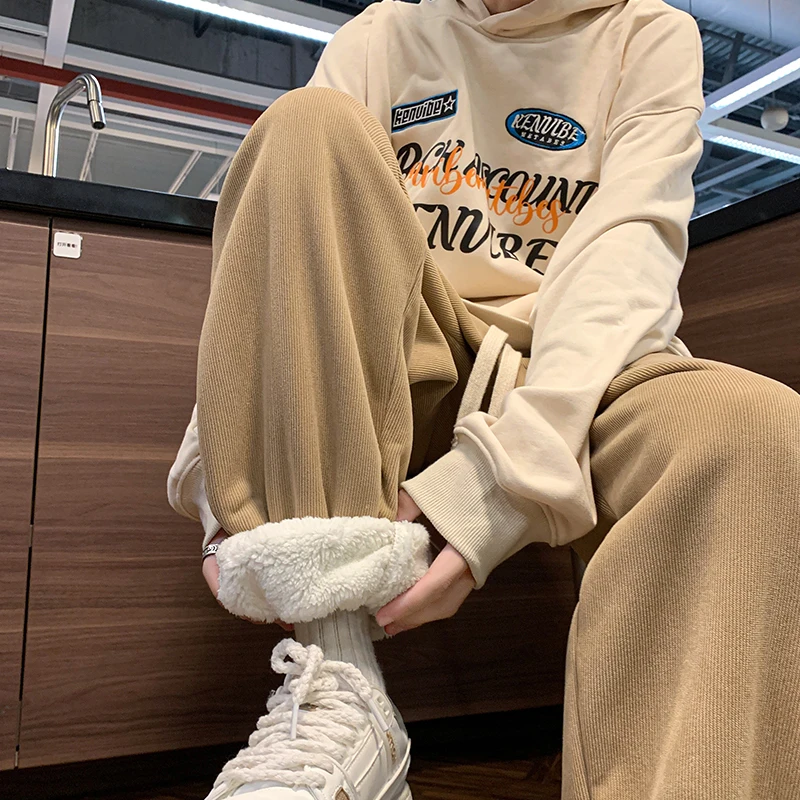 سميكة صوف مبطن ركض للرجال شتاء دافئ شيربا السراويل الرجال Sweatpants الوزن الثقيل صالة غير رسمية بنطلون خريف شتاء #3